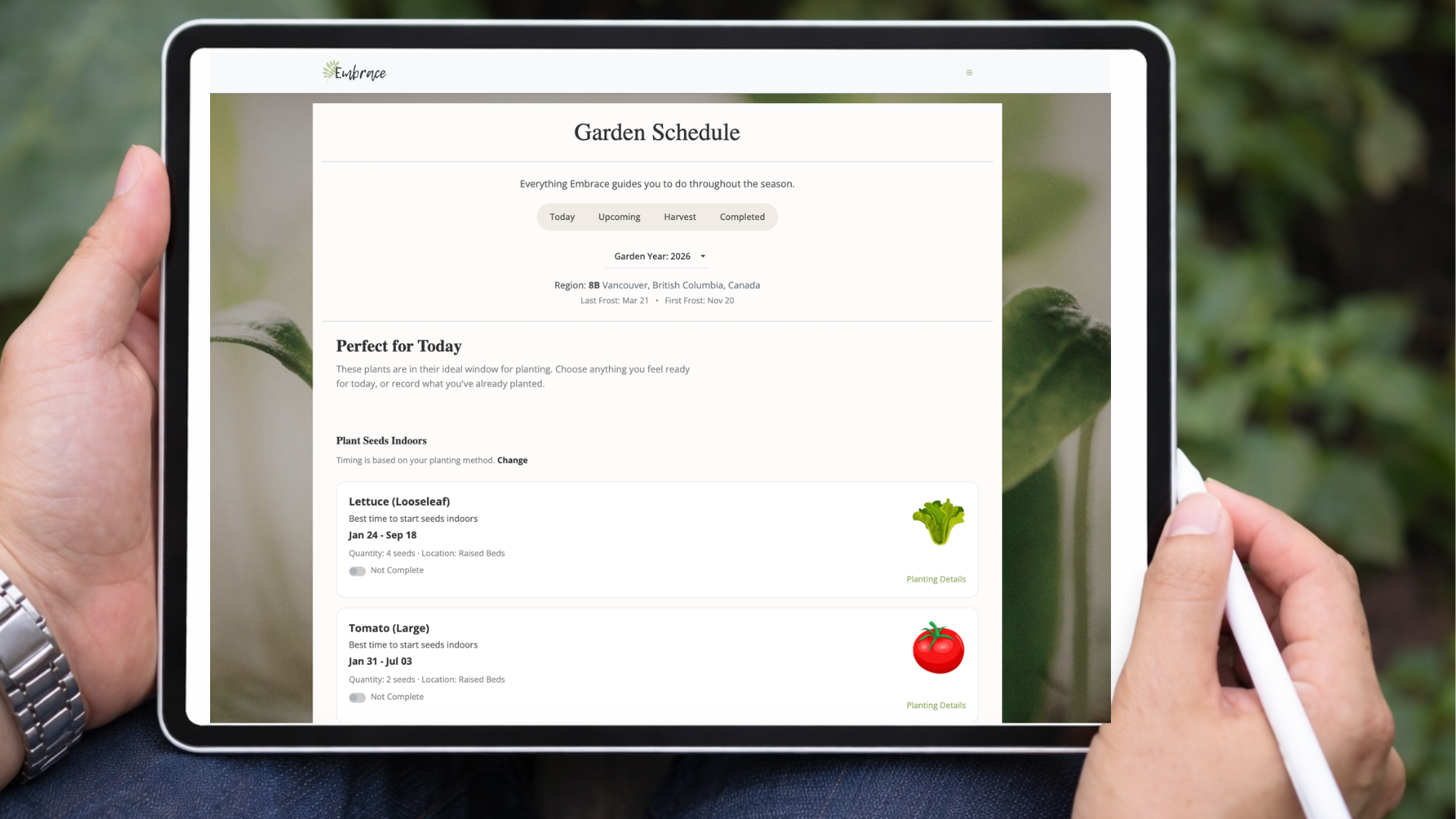 garden planner task view