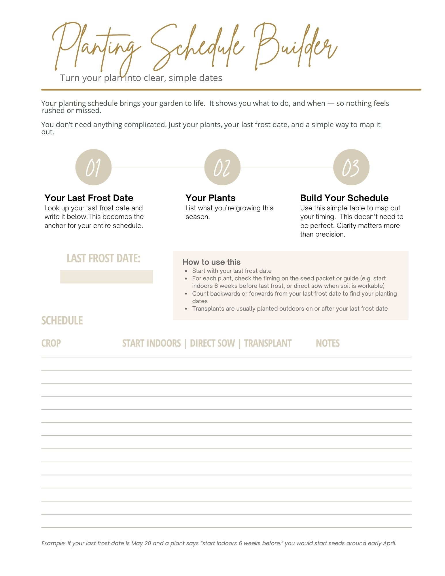 The Garden Year Workbook Schedule